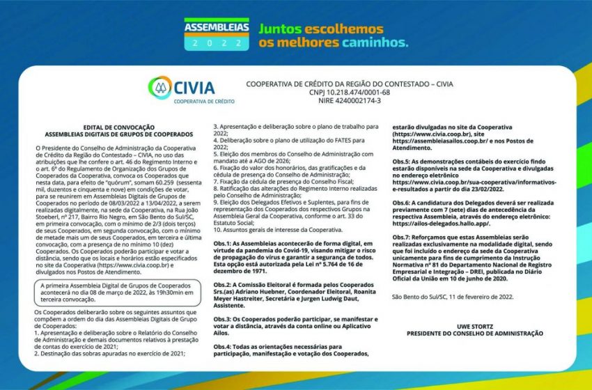  EDITAL CIVIA – ASSEMBLEIAS DIGITAIS DE GRUPOS DE COOPERADOS